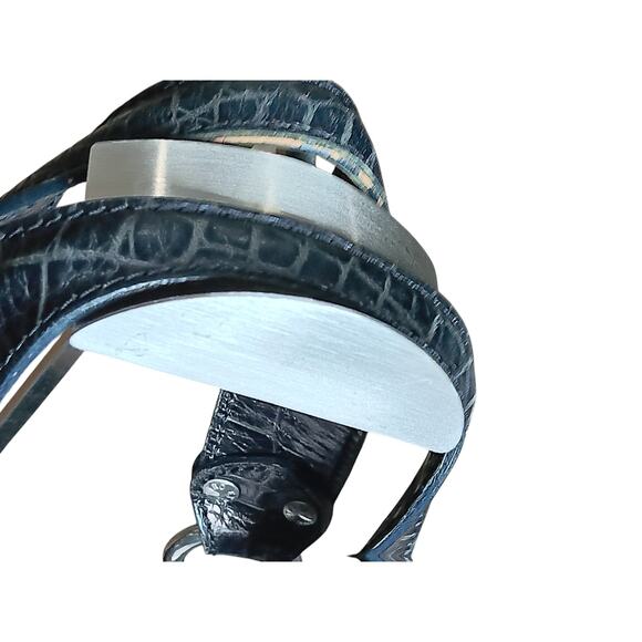 Etro Satchel Bag Black Embossed Leather Top Handle Doctor Frame Handbag Italy - Picture 6 of 15